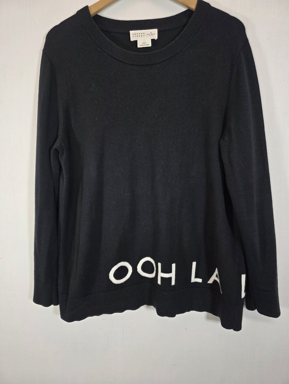 Kate Spade Broome Street Ooh La La Black Cotton Cashmere Sweater Size Large
